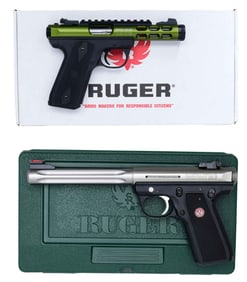 2 RUGER MARK III 22/45 SEMI AUTO PISTOLS WITH