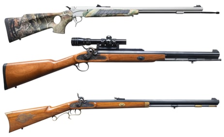 3 THOMPSON CENTER MUZZLELOADING RIFLES.