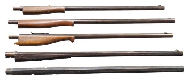 5 RIFLE BARREL SETS - WINCHESTER, 3 STEVENS PLUS