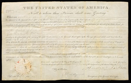 SIGNED ANDREW JACKSON LAND DEED.