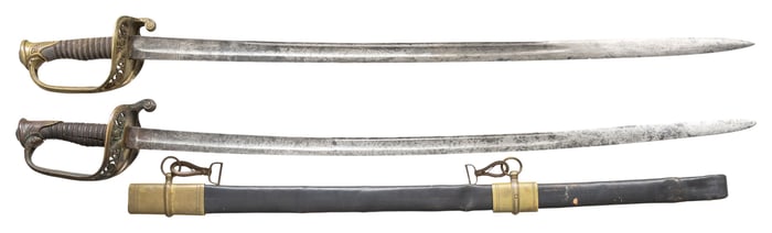 2 US M1850 FOOT OFFICER'S SWORDS.