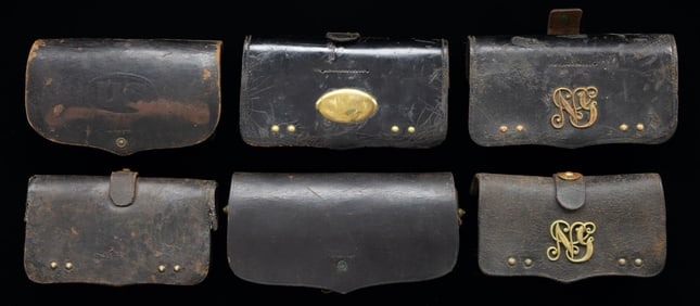 6 US INDIAN WARS PERIOD CARTRIDGE BOXES.