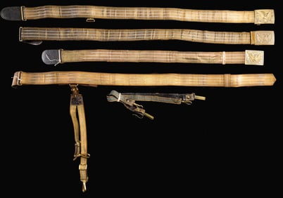 4 US INDIAN WAR ERA INFANTRY OFFICER BELTS.