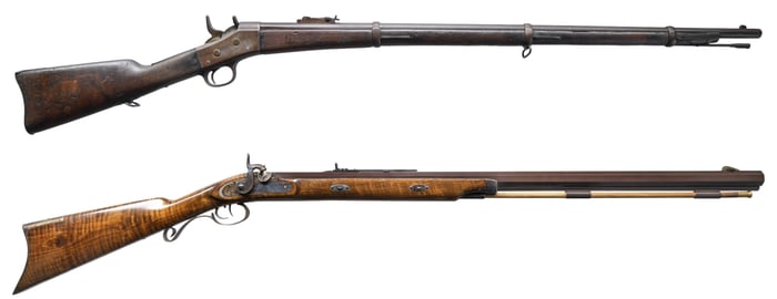 REMINGTON ROLLING BLOCK & PEDERSOLI HAWKEN RIFLES.