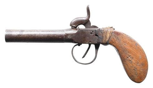 BELGIAN SCREW BARREL PERCUSSION PISTOL.