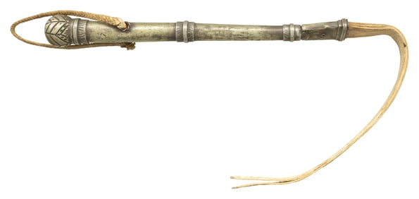 SILVER HANDLED HORSE WHIP.
