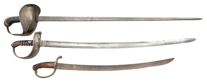 1 US PATTON SABER AND 2 FOREIGN SWORDS.