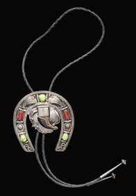 LARGE "VERO" SIGNED STERLING NAVAJO GREEN