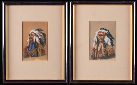 TWO PORTRAITS OF AMERICAN INDIAN CHIEFS.