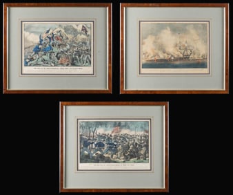 LOT OF 3 FRAMED CURRIER & IVES CIVIL WAR PRINTS &
