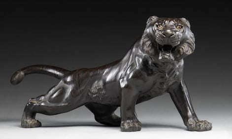 BRONZE PANTHER SCULPTURE.