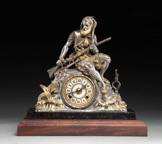 CONTEMPORARY ROBINSON CRUSOE MANTLE CLOCK.