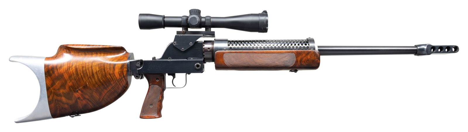 BEAUTIFUL, POSSIBLY ONE OF A KIND, "THE IRON: MISTRESS" GERMAN GrB-39 .50 CALIBER CONVERSION SINGLE SHOT SPORTING RIFLE. Cal. 50 BMG. S# 16469. Bbl. 24". An iteration of the PzB-38 anti-tank rifle, the Pzb-39 was a further attempt at a developing