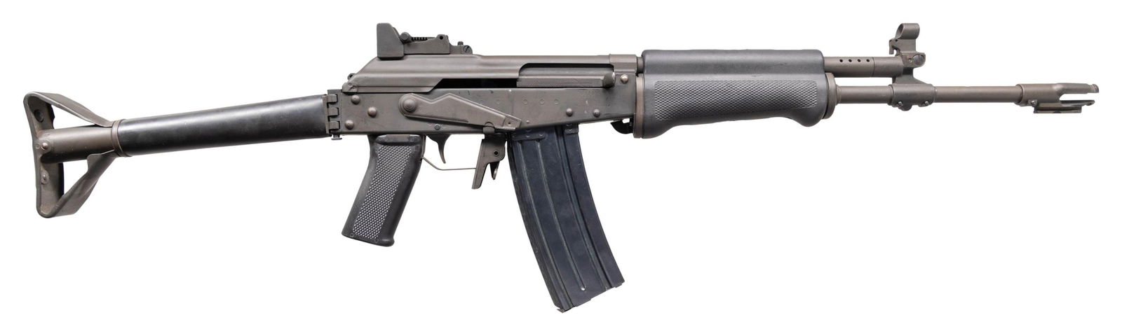 RARE & DESIRABLE FINNISH VALMET M76/FS: SEMI-AUTOMATIC RIFLE. Cal. 223. S# 155951. Bbl. 16 1/4". M76/FS semi-automatic rifle mfg. in Finland by Valmet and imported by Interarms. The left side of the stamped receiver is marked with the S#, f