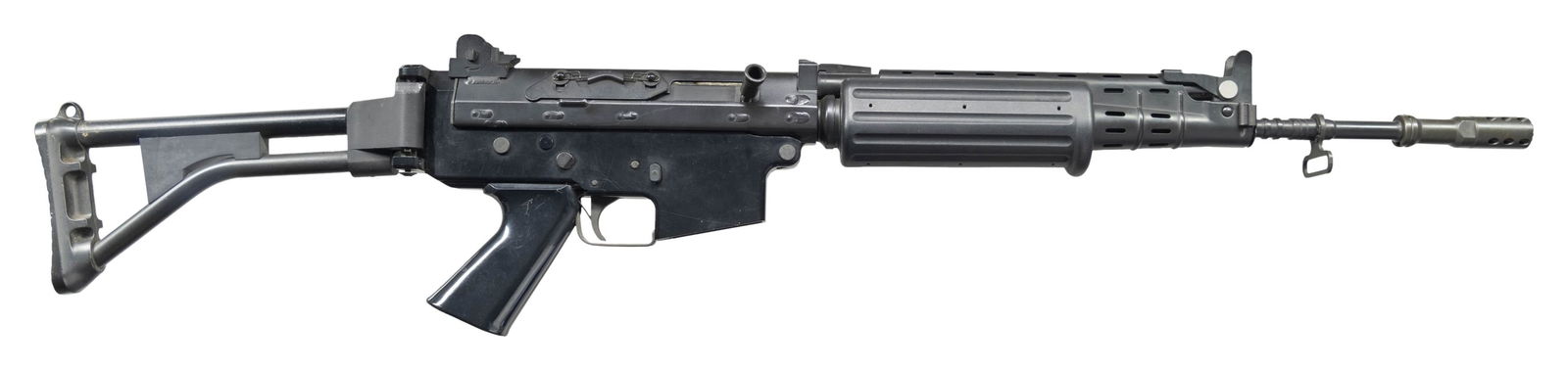 PRE-BAN BELGIUM FN FNC556 WITH SIDE FOLDING STOCK.: Cal. 223 Rem. S# FN038055. Bbl. 19" over brake. Original Belgium manufactured Fabrique Nationale rifle. The FNC, a scaled down & refined variant of the famous FN FAL was imported into the United State