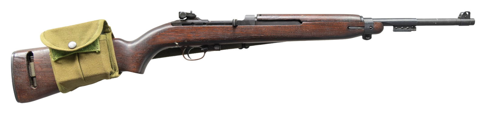U.S. WWII INLAND M1 SEMI-AUTO MILITARY CARBINE.: Cal. 30 Carbine. S# 632664. Bbl. 18". Marked behind front sight "INLAND MFG. DIV. / GENERAL MOTORS / 8-43". Stamped adjustable rear sight marked "J.A.Q.". Blade front sight w/ protective ears. Sight b