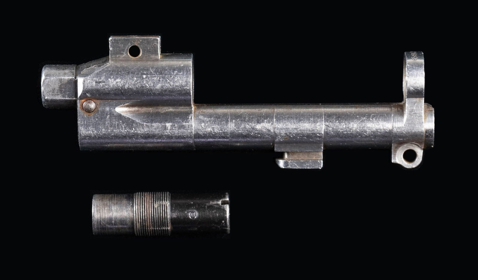 RARE AND DESIRABLE SPRINGFIELD M1 GARAND GAS TRAP: CYLINDER. Rarely offered as a stand-alone item, this gas cylinder would be an absolute necessity to restore an early gas trap M1 Garand rifle. The cylinder is marked on top of the ring with "D 28289"