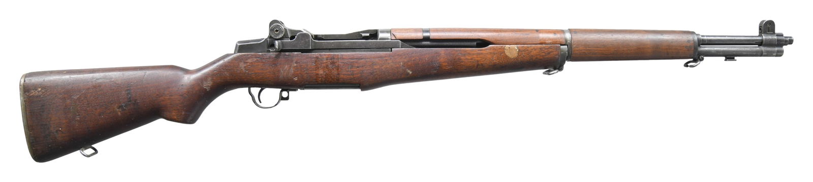 U.S. EARLY PRODUCTION WWII M1 GARAND MILITARY: RIFLE. Cal. 30-06. S# 87331. Bbl. 24". Replacement barrel marked on right side "S-A-5-51". Throat gauges 3.0. Muzzle gauges 2.0. T105E1 aperture rear sight. Blade front sight w/ protective ears. All M