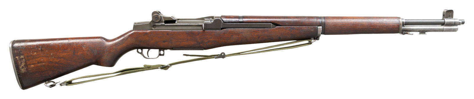 US SPRINGFIELD M1 GARAND SEMI-AUTO MILITARY RIFLE.: Cal. 30-06. S# 3550154. Bbl. 24". Barrel marked on right side "1 S A 4 44". Throat gauges 2.0. Muzzle gauges 1.0. T105E1 aperture rear sight. Blade front sight with protective ears. All major parts ma