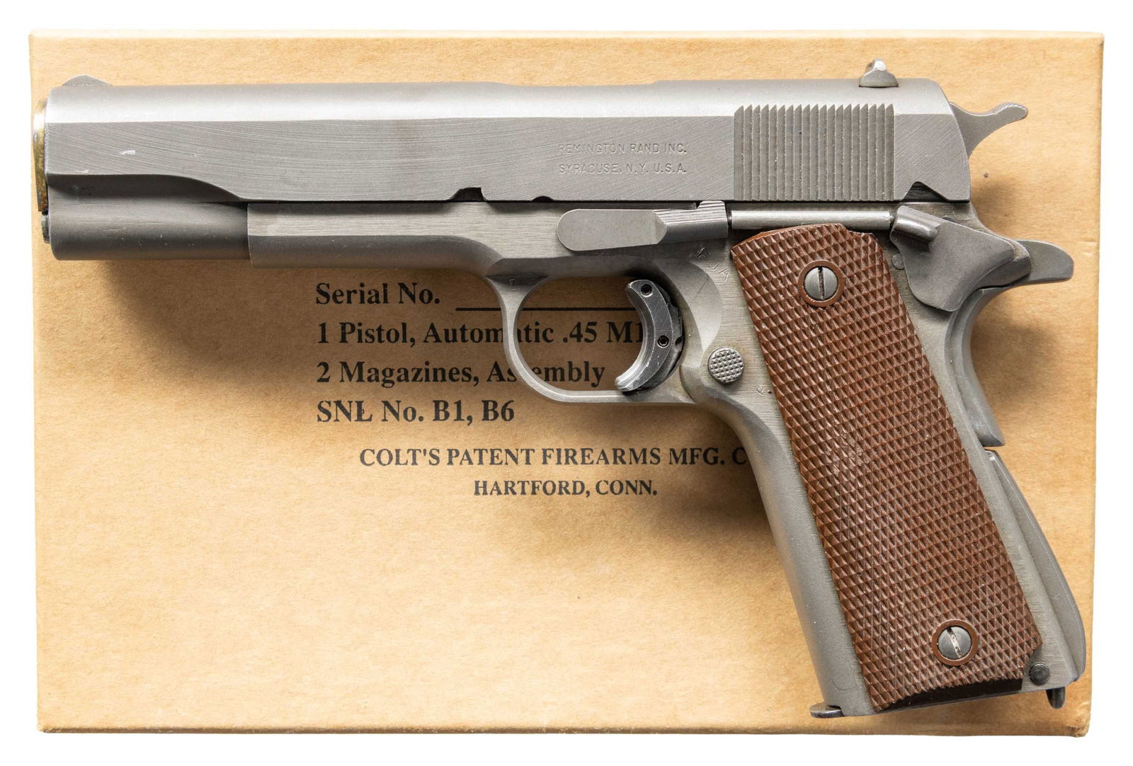 REMINGTON RAND 1911A1 SEMI AUTO PISTOL. (1 of 2)