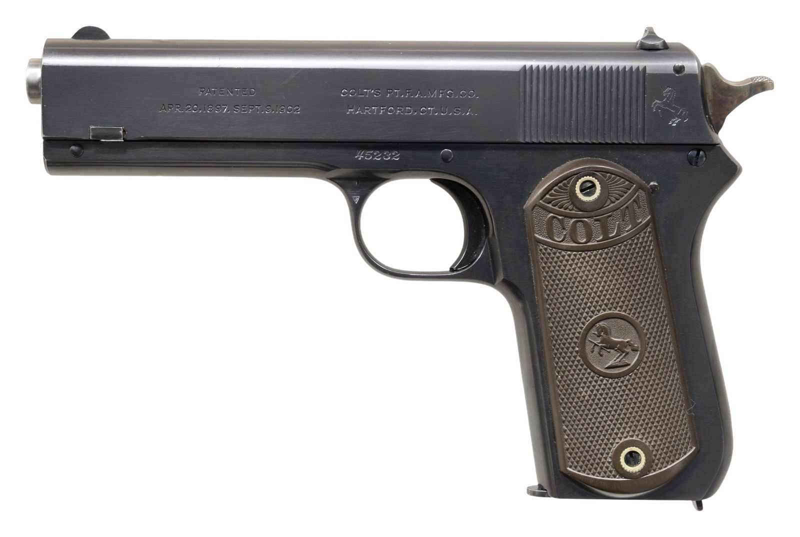 COLT 1903 HAMMER SEMI AUTO PISTOL. (1 of 2)