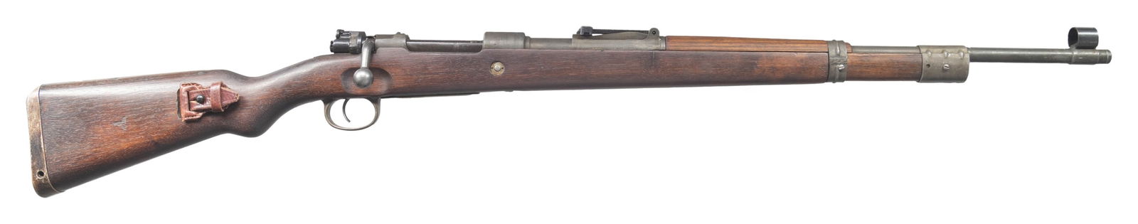LATE WAR STEYR (BNZ45) KRIEGSMODELL K98K BOLT: ACTION RIFLE. Cal. 8x57 (8mm Mauser). S# 7137s. Bbl. 23 1/2". Standard K98k style sights with hood on front sight. Matching numbers on rear sight & bolt parts. Other parts are unnumbered as-is correct