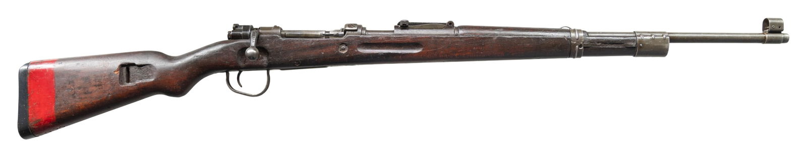 RARE ISRAELI GEW 98 BOLT ACTION TRAINING RIFLE: Cal. 22 LR. S# 9878T. Bbl. 25" Remington made. Blade front sight with hood. Ladder K98k rear sight graduated to 2000m. Matching numbers on bbl. collar, left side of butt & trigger guard. Other parts h