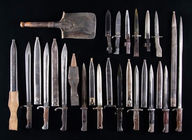 LOT OF MOSTLY GERMAN BAYONETS & EDGED WEAPONS.