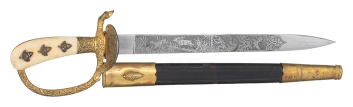 WWII GERMAN FORESTRY LEADER CUTLASS BY EICKHORN.