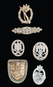 6 WWII GERMAN ARMY BADGES AND AWARDS.