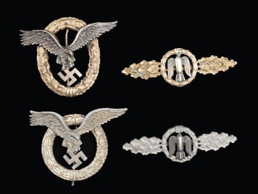 4 WWII GERMAN LUFTWAFFE BADGES AND AWARDS.