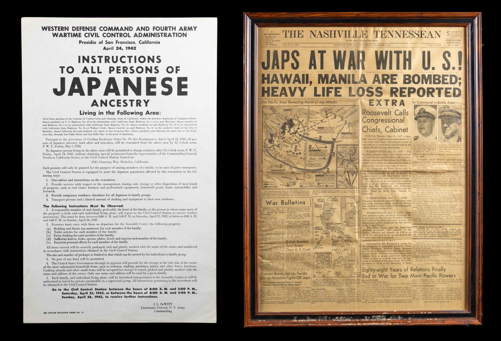 WWII JAPANESE AMERICAN INTERMENT POSTER & PAPER. (1 of 2)