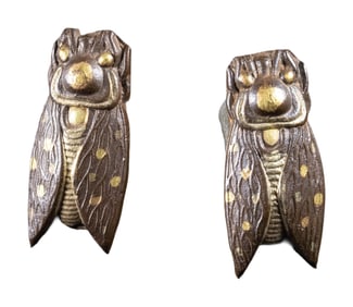 FINE PAIR OF JAPANESE CICADA MENUKI.