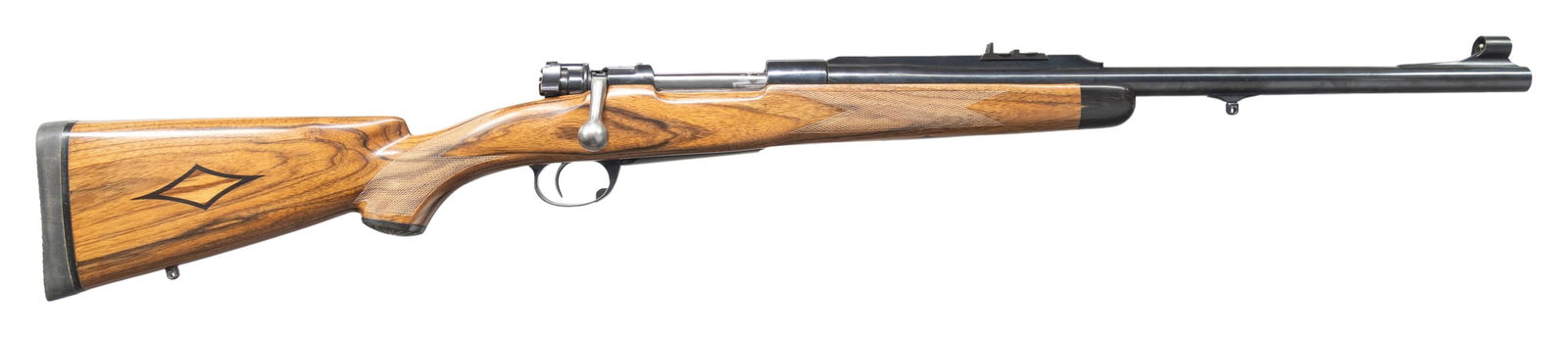 CUSTOM MAUSER PORTUGUESE CONTRACT K98 .458 WIN.: MAG. BOLT ACTION RIFLE. Cal. 458 Win Mag. S# 3701. Bbl. 20 1/2". K98 bolt action rifle originally mfg. in 1937 by Mauser under contract for Portugal and later reworked into a custom sporting rifle. Le