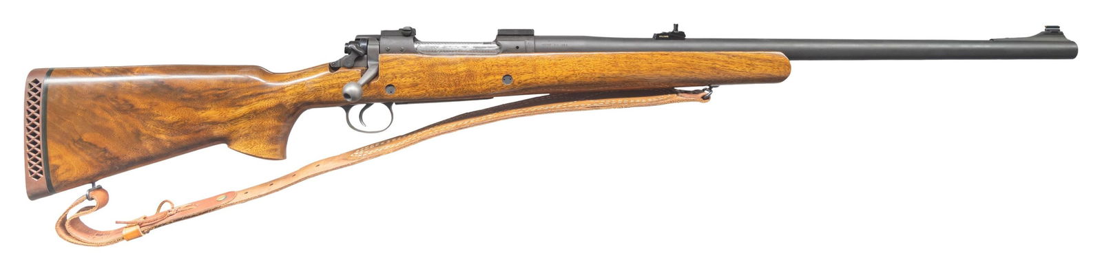 A-SQUARE HANNIBAL .458 WINCHESTER MAGNUM BOLT: ACTION RIFLE. Cal. 458 Win Mag. S# 3783. Bbl. 24". Hannibal bolt action rifle mfg. from a British P14 action by A-Square. Left side of the bbl. is marked "458 WIN MAG", with "A-SQUARE/ MADE IN USA" ma