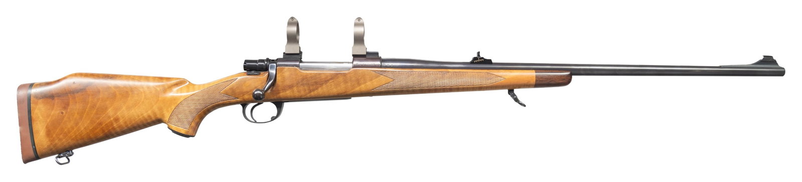 INTERARMS MARK X VISCOUNT BOLT ACTION RIFLE.: Cal. 7MM Rem. Mag. S# B 240432. Bbl. 24" sporter weight with Williams sight set: Streamlined ramp with brass bead at front and WGOS at rear having "U" notch. Mfg. by CZ (proofed on left side of receiv