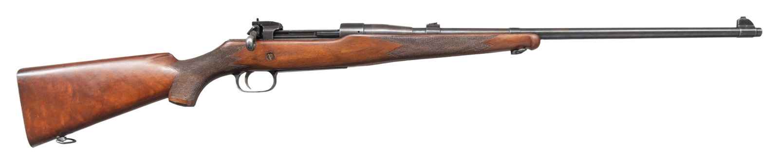 30 U.S. ROSS RIFLE CO. M-10 STRAIGHT PULL SPORTING: RIFLE. Cal. 30 U.S. (30-06). S# 36 (stamped bottom of receiver). Tapered barrel cut to 23 1/4"; stamped "30 U.S." near chamber. Band mounted blade front sight, base mounted flip up rear sight & rear r