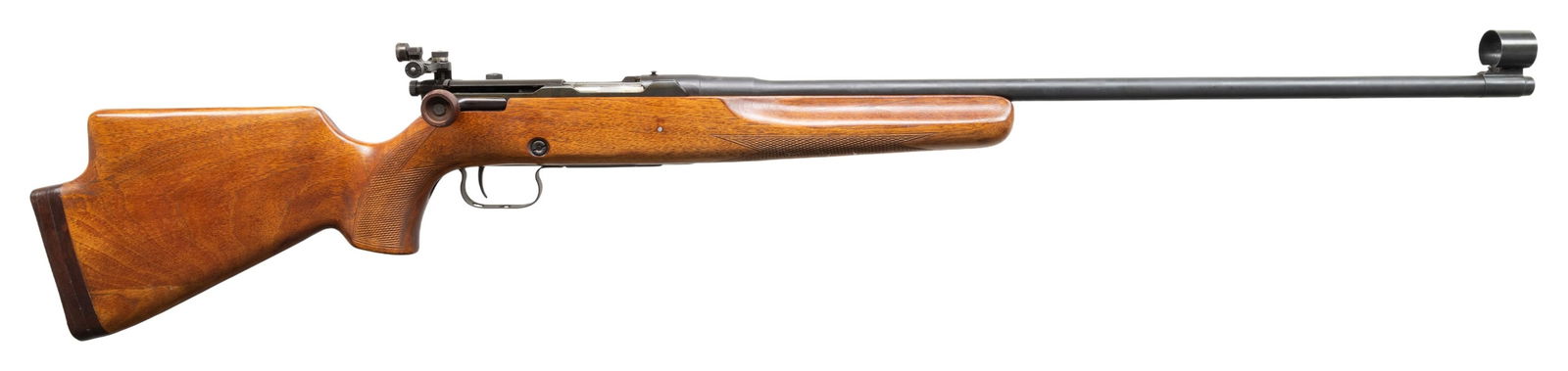 RUSSIAN IZHEVSK MACHINE-BUILDING PLANT MODEL: MBO-1M STRAIGHT PULL BOLT ACTION TARGET RIFLE. Cal. 220 Russian (5.6x39mm). S# 129. Bbl. 29". MBO-1M ("M" denoting second model) straight pull bolt action competitive shooting rifle mfg. in Russia at