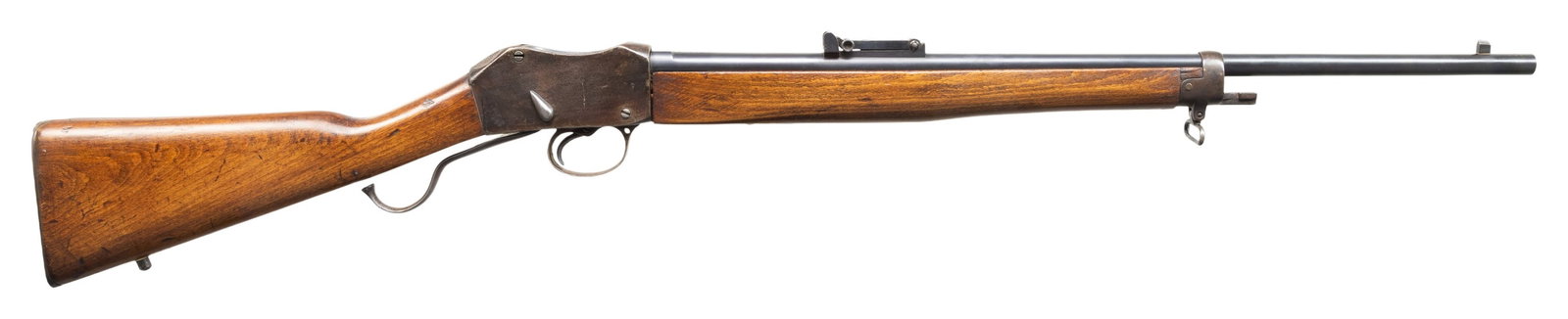 ASSEMBLED MARTINI HENRY CADET SINGLE SHOT RIFLE.: Cal. 310 Cadet. NSN. Bbl. 25 3/8". Blade front sight. Ladder rear sight graduated to 600yds. Rifle appears to be an assembled piece with BSA Australian cadet bbl. & 1905 dated Citadel action. Right si