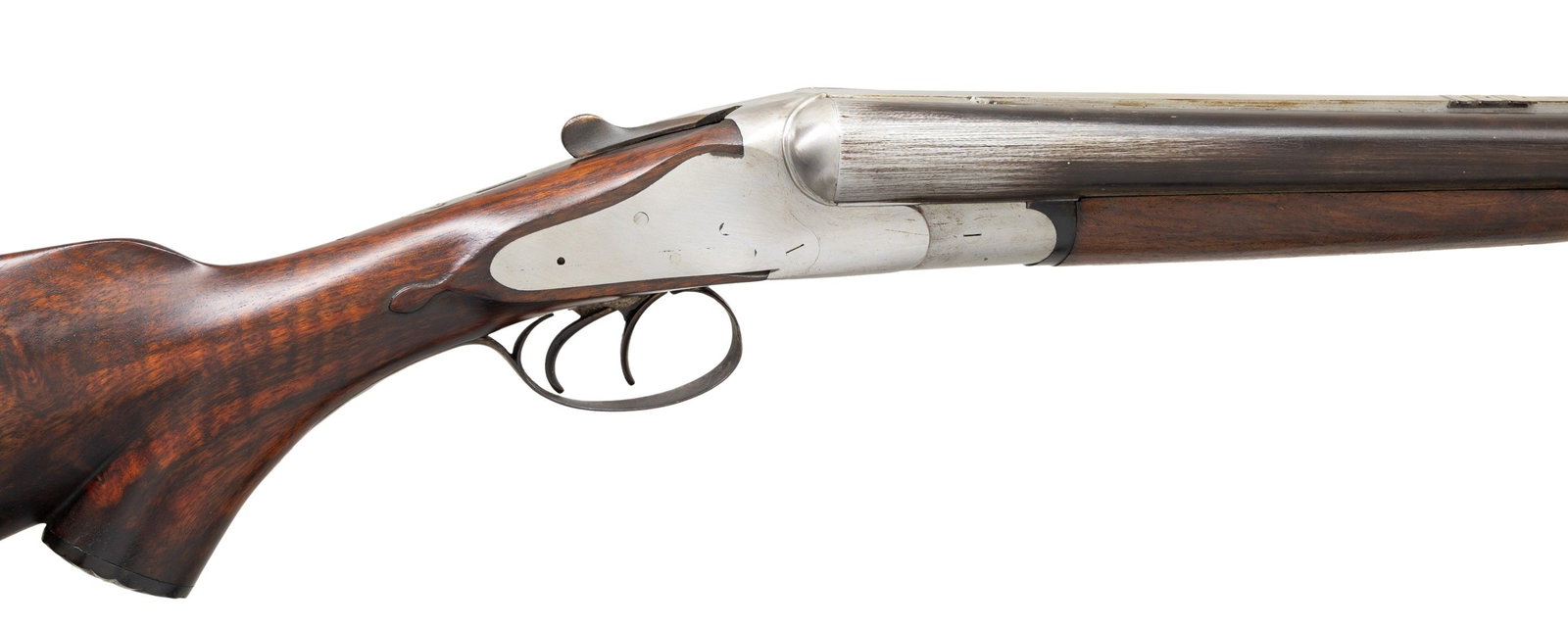 SUPER RARE DAVID KIRKWOOD DOUBLE PARADOX GUN "IN: THE WHITE". Cal. 12 Ga. 2-3/4". S# NSN. It is surmised that David Kirkwood is the "American gunmaker" that made the first test barrels for G.V. Fosbery during his development of the "Paradox". Kirkwoo