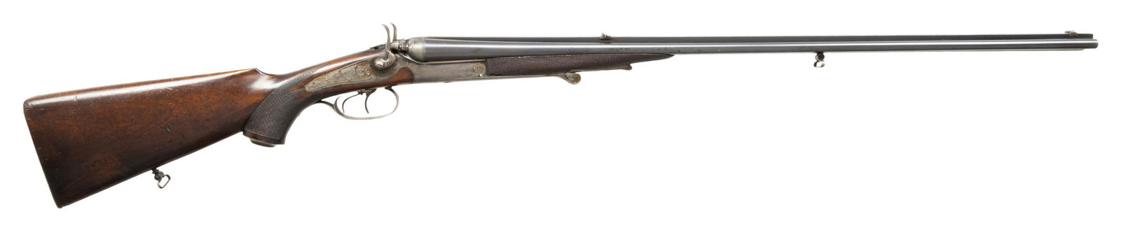 HAMMER SXS RIFLE SHOTGUN BY JOS. SIEGEL OF: SALZBURG. Cal. 8x72R/16 Ga. S# 8078. The 27" barrels are fitted with matted full length rib having dolls head extension. Rib is fitted with one standing, one folding leaf rear and brass blade front si
