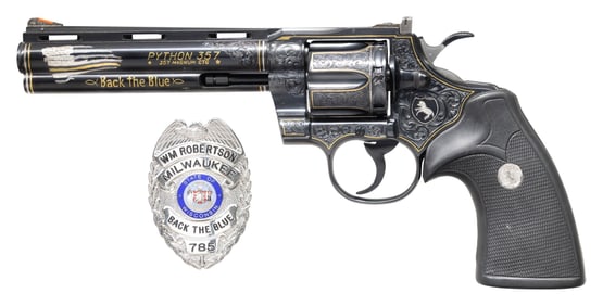 KENN PAULSON ENGRAVED "BACK THE BLUE" COLT PYTHON