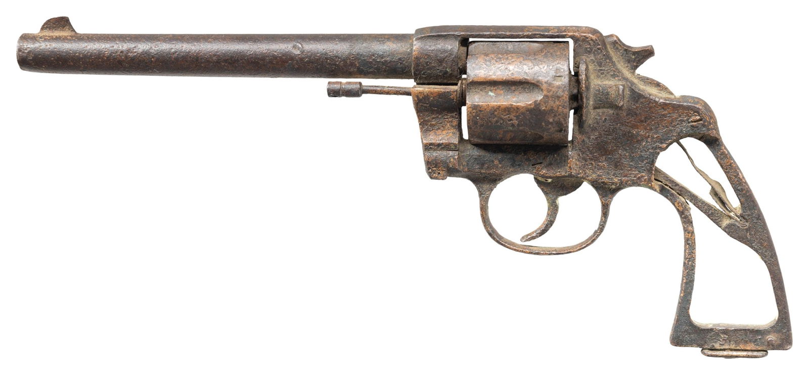 RELIC COLT NEW SERVICE DOUBLE ACTION REVOLVER.: Cal. 45. NSN. Bbl. 7 1/2". New Service double action revolver mfg. by Colt. Some traces of original factory markings are left, with the caliber designation on the left side of the bbl. appearing to re