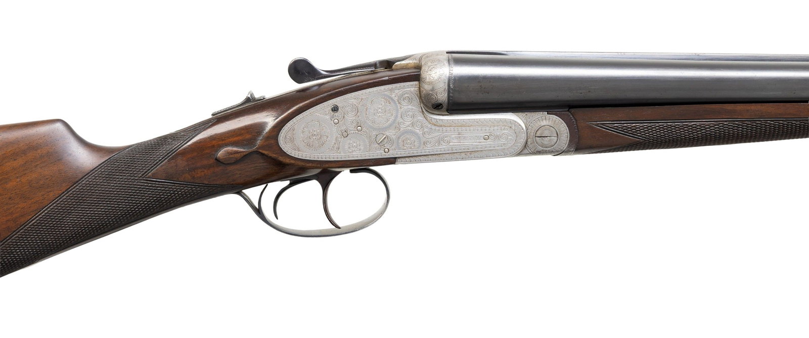 LAURONA SIDELOCK EJECTOR SPANISH DOUBLE SHOTGUN.: Cal. 12ga, 2 3/4". S# 160048. Bbls 26" with tapered game rib and brass bead. Hand detachable sidelock action features double under lug locking, cocking indicators, ejectors and dbl triggers. Action ha