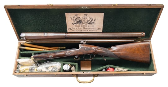 I. HOLLIS DANGEROUS GAME SINGLE PERCUSSION RIFLE.