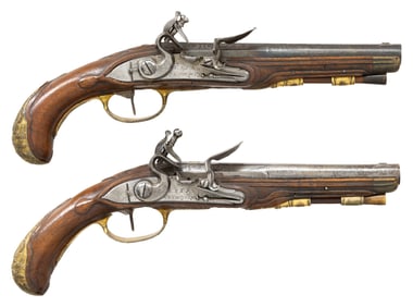 GOOD PAIR OF SMALL SIZE FLINTLOCK HOLSTER PISTOLS
