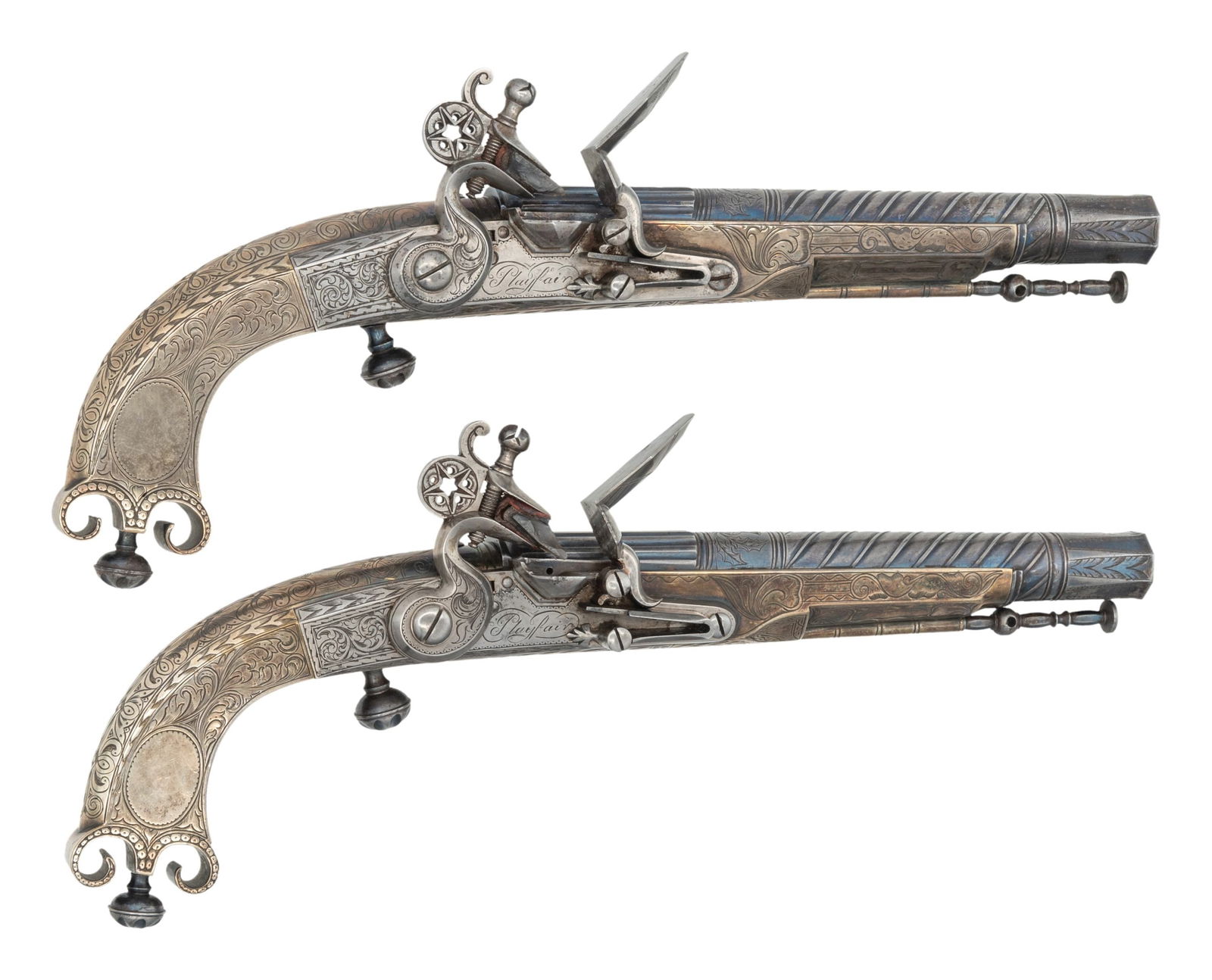 SHOWY SCOTTISH REVIVAL ALL METAL FLINTLOCK PISTOLS (1 of 3)
