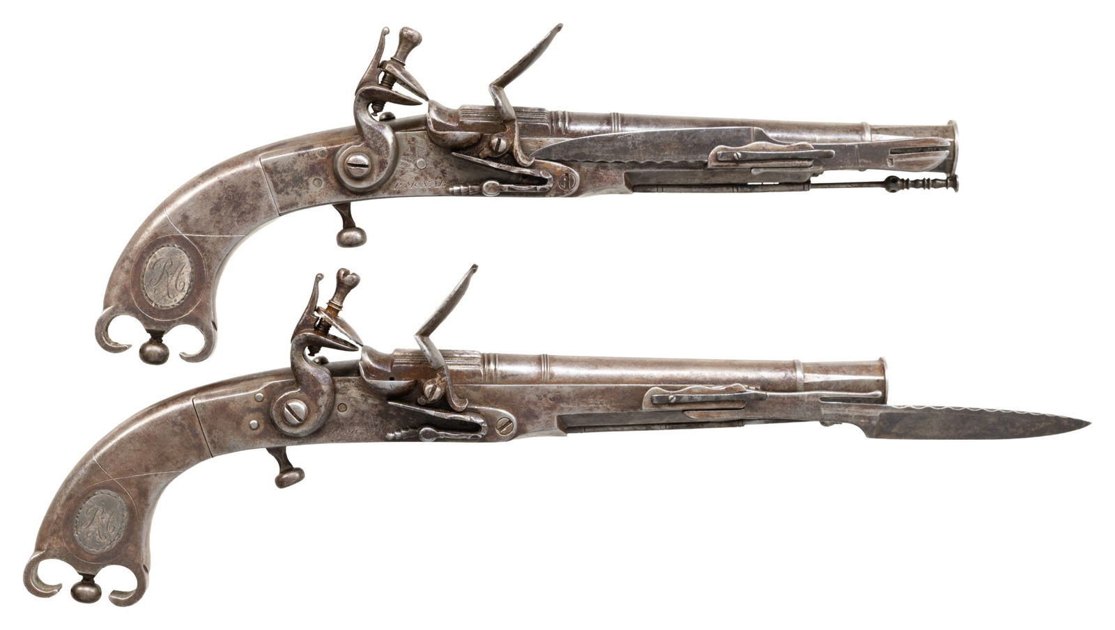 PAIR OF SCOTTISH ALL METAL FLINTLOCK PISTOLS WITH (1 of 3)