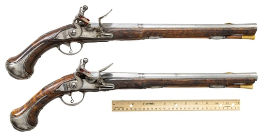 IMPRESSIVE PAIR OF LONG BARREL MID 18TH CENTURY