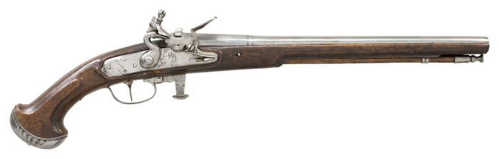 COOL EARLY BREECH LOADING FLINTLOCK HOLSTER PISTOL